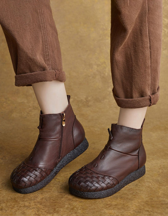 Chaussures rétro plates en cuir souple pour femmes