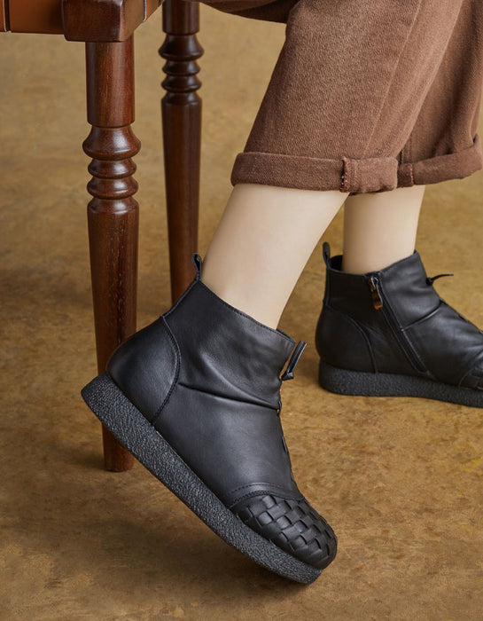 Chaussures rétro plates en cuir souple pour femmes