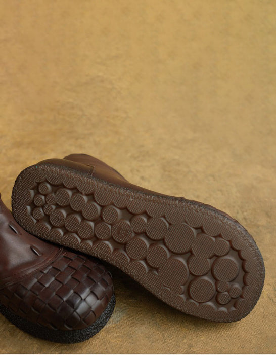 Chaussures rétro plates en cuir souple pour femmes