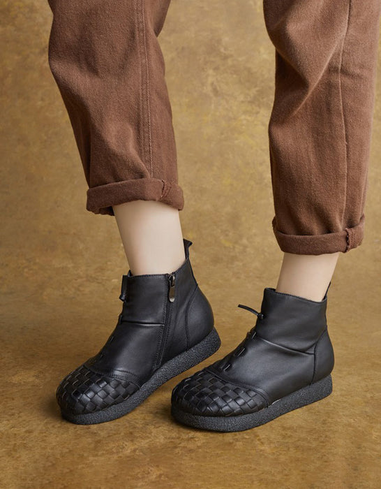 Chaussures rétro plates en cuir souple pour femmes