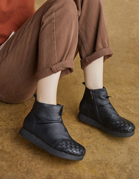 Chaussures rétro plates en cuir souple pour femmes