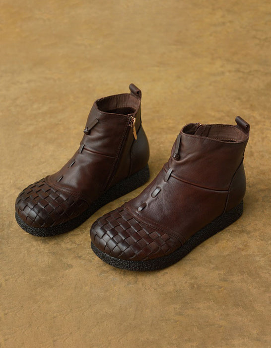 Chaussures rétro plates en cuir souple pour femmes