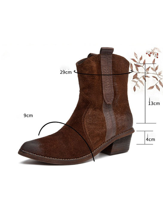 Winter Autumn Handmade Pointed Toe Western Boots