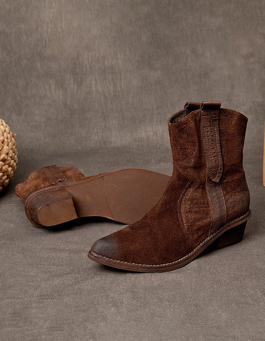 Winter Autumn Handmade Pointed Toe Western Boots