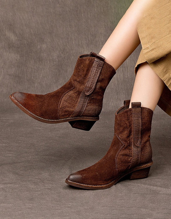 Winter Autumn Handmade Pointed Toe Western Boots