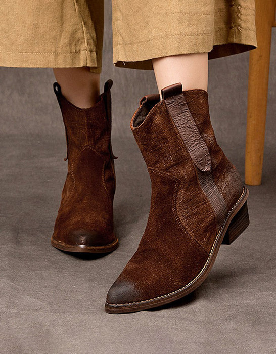 Winter Autumn Handmade Pointed Toe Western Boots