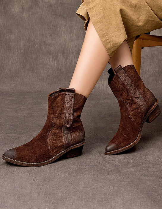 Winter Autumn Handmade Pointed Toe Western Boots