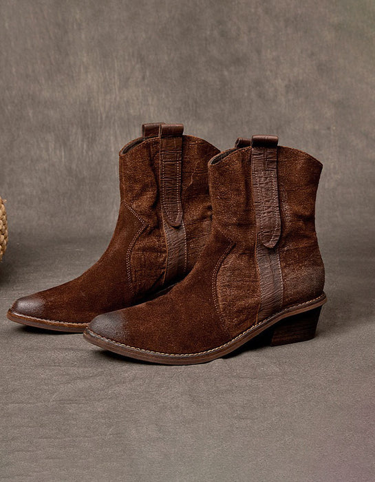 Winter Autumn Handmade Pointed Toe Western Boots