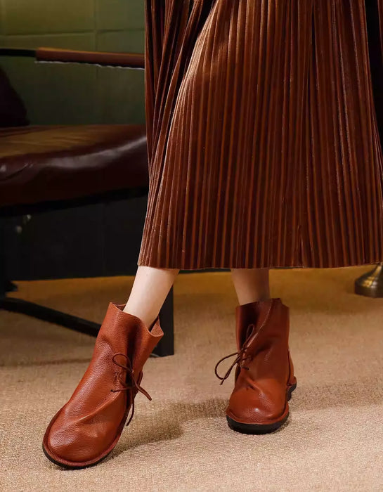 Winter Autumn Handmade Soft Leather Ankle Boots