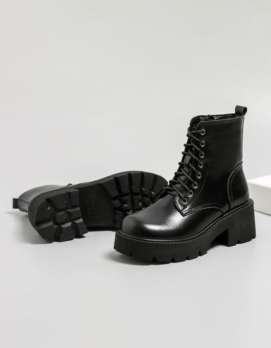 Winter Autumn Lace-Up Chunky Heels Martin Boots