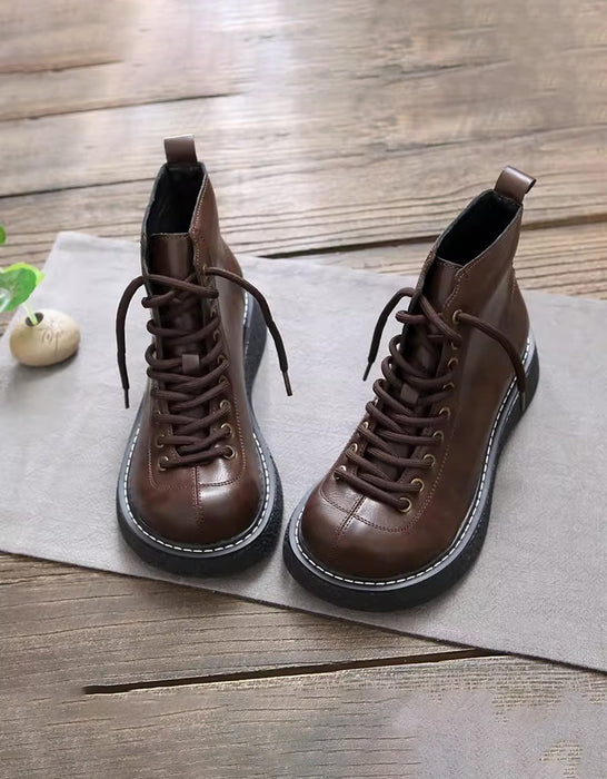 Winter Autumn Lace-up Wide Toe Box Boots