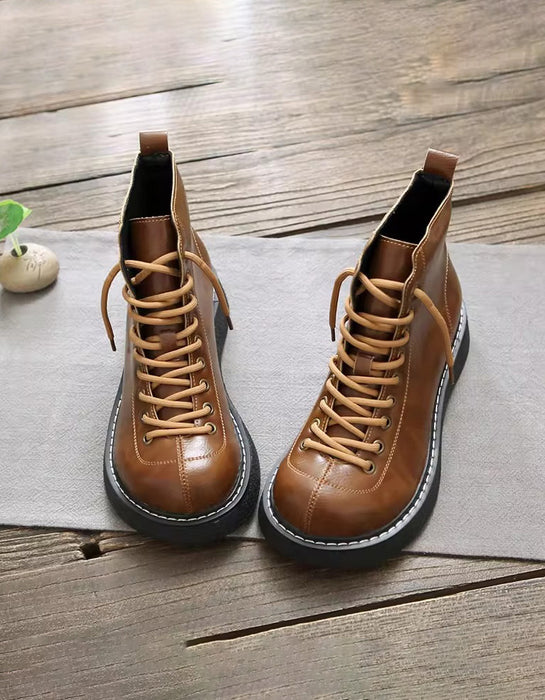 Winter Autumn Lace-up Wide Toe Box Boots