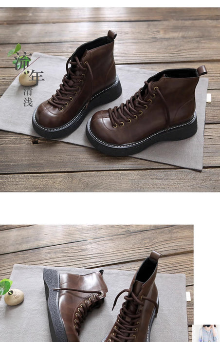 Winter Autumn Lace-up Wide Toe Box Boots