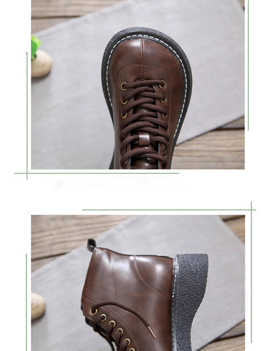 Winter Autumn Lace-up Wide Toe Box Boots