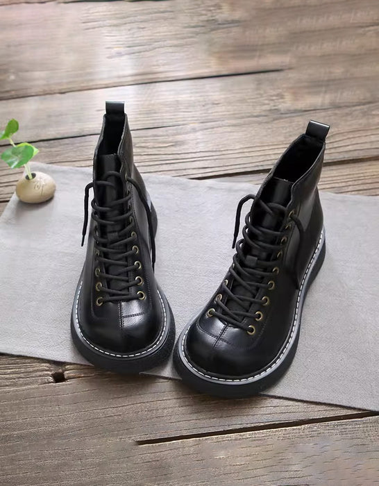 Winter Autumn Lace-up Wide Toe Box Boots