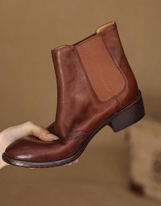 Winter Autumn Real Leather Handmade Oxford Chelsea Boots