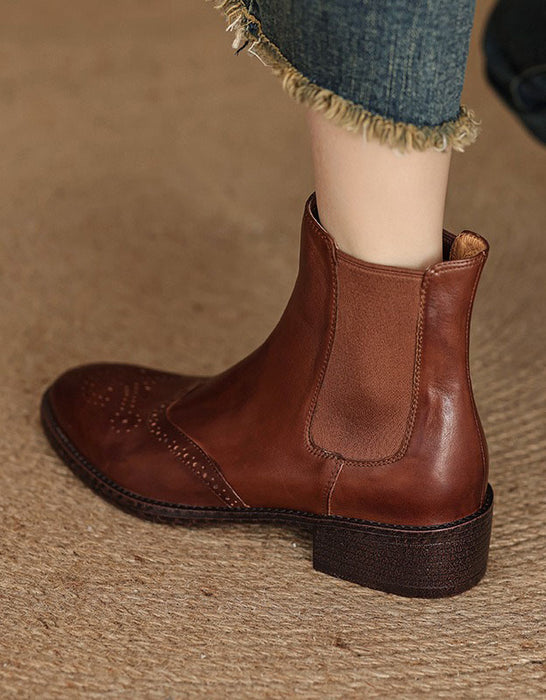 Winter Autumn Real Leather Handmade Oxford Chelsea Boots