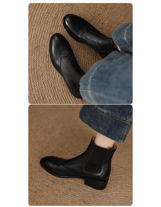 Winter Autumn Real Leather Handmade Oxford Chelsea Boots