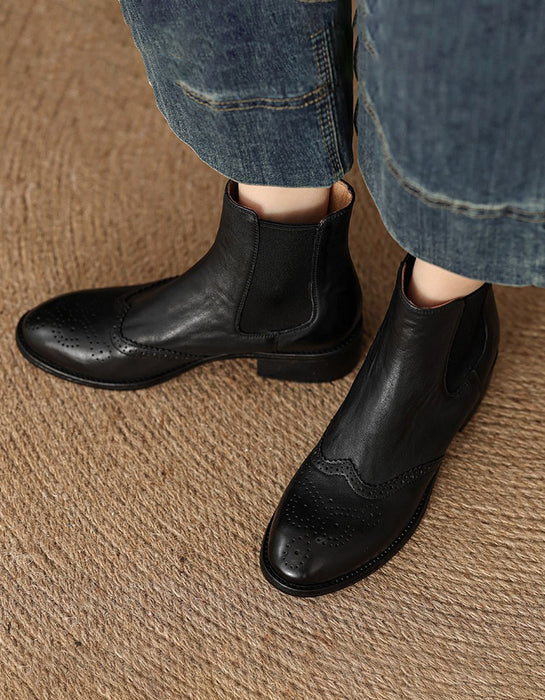 Winter Autumn Real Leather Handmade Oxford Chelsea Boots