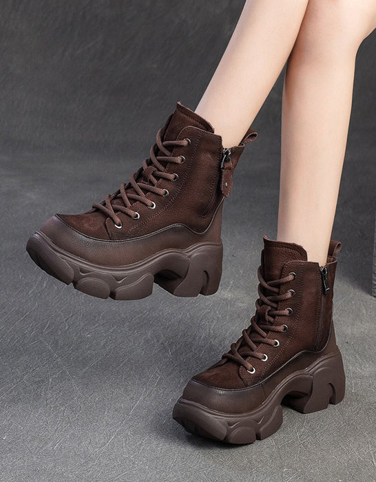 Winter Autumn Round Toe Casual Platform Ankle Boots
