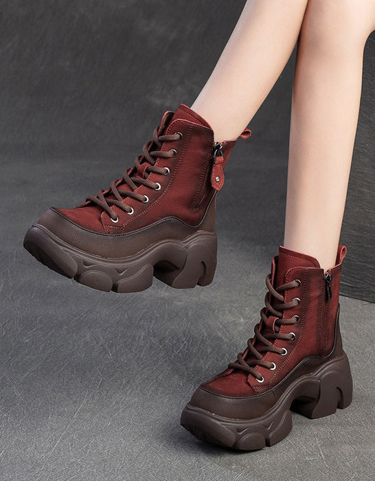 Winter Autumn Round Toe Casual Platform Ankle Boots