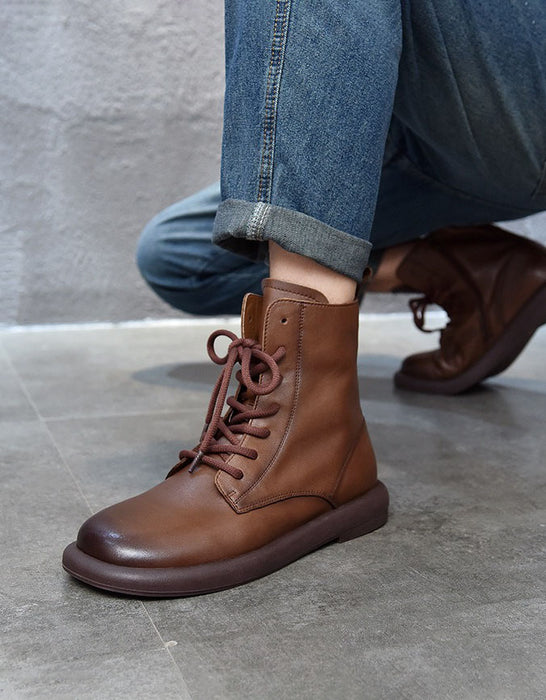 Men's Winter Autumn Round Toe Lace-up Comfort Ankle Boots