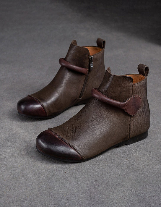 Winter Autumn Round Toe Soft Soles Retro Flat Ankle Boots