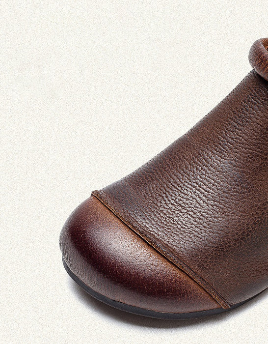 Winter Autumn Round Toe Soft Soles Retro Flat Ankle Boots