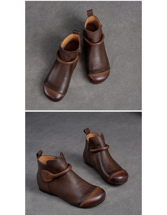 Winter Autumn Round Toe Soft Soles Retro Flat Ankle Boots