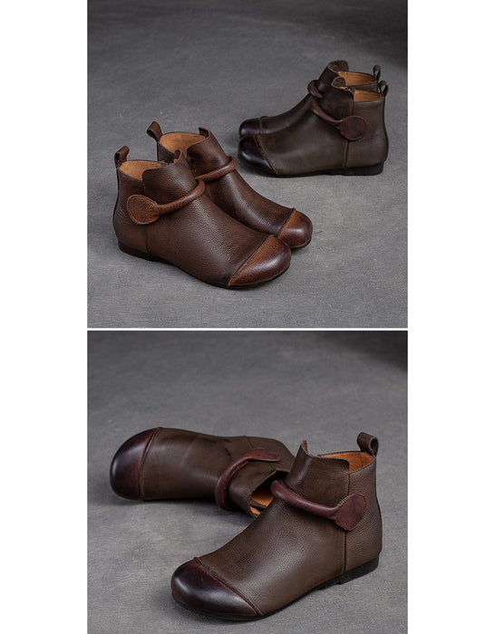 Winter Autumn Round Toe Soft Soles Retro Flat Ankle Boots