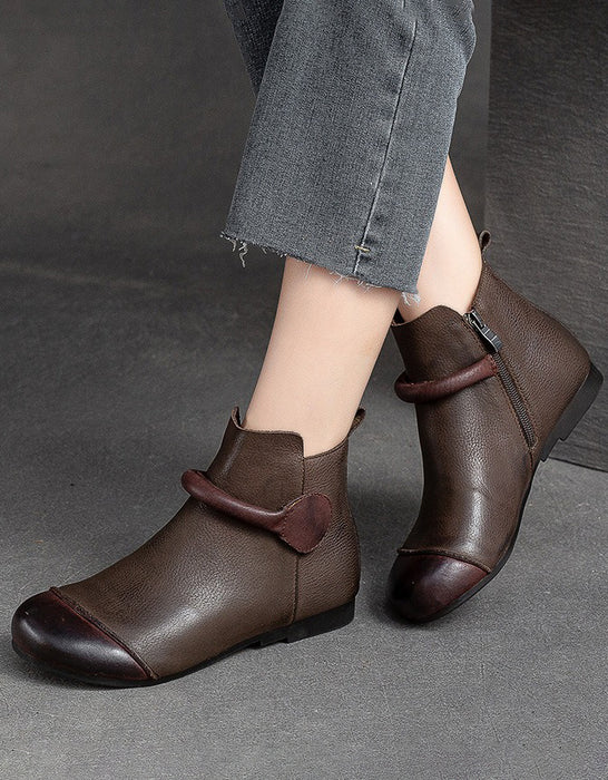 Winter Autumn Round Toe Soft Soles Retro Flat Ankle Boots
