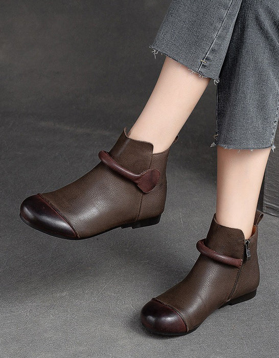 Winter Autumn Round Toe Soft Soles Retro Flat Ankle Boots
