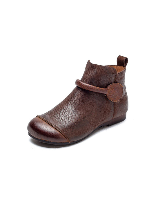 Winter Autumn Round Toe Soft Soles Retro Flat Ankle Boots