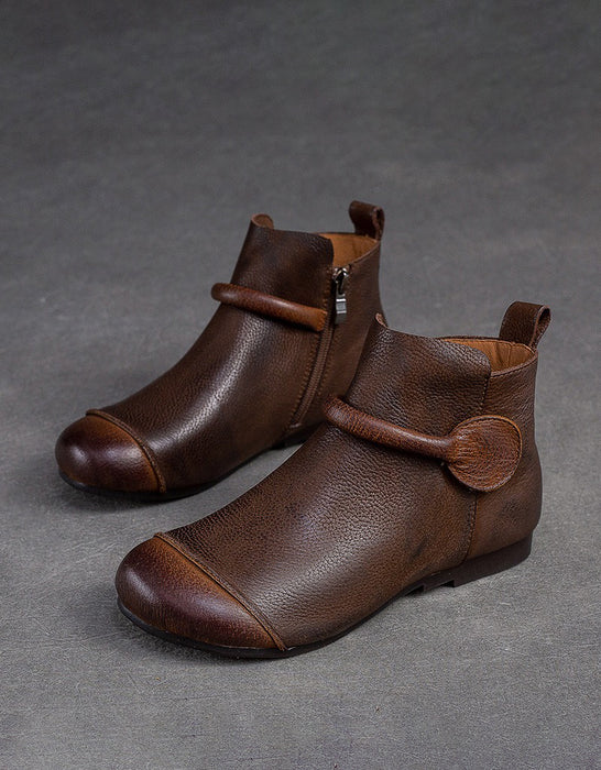 Winter Autumn Round Toe Soft Soles Retro Flat Ankle Boots