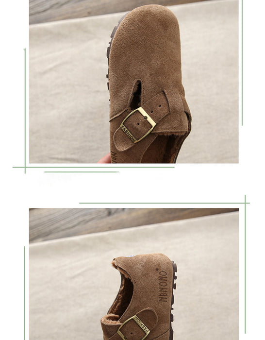 Winter Autumn Round Toe Suede Flat Shoes with Fur
