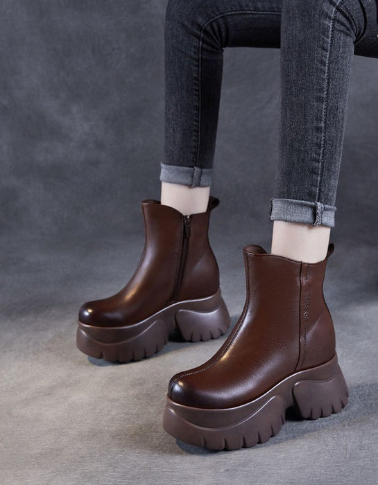 Winter Autumn Waterproof Comfortable Leather Platform Boots