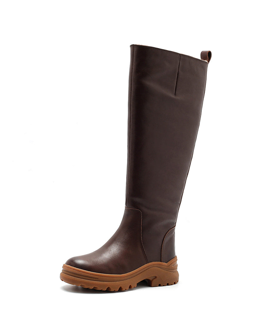Winter Genuine Leather Handmade Long Boots with Fur 34-41 — Obiono