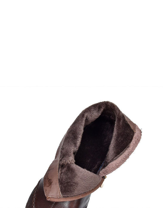 Botas cortas cómodas de cuero retro para mujer de otoño e invierno