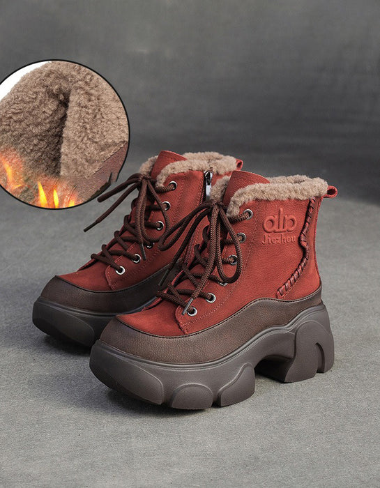 Winter Round Toe Casual Platform Ankle Boots with Fur