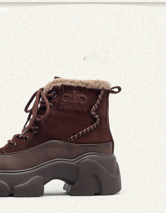 Winter Round Toe Casual Platform Ankle Boots with Fur