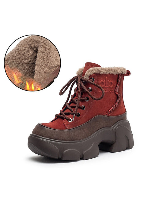 Winter Round Toe Casual Platform Ankle Boots with Fur