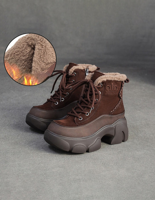 Winter Round Toe Casual Platform Ankle Boots with Fur