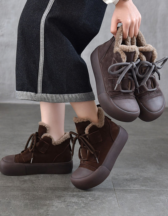 Winter Round Toe Comfortable Fur Lining Sneakers Boots