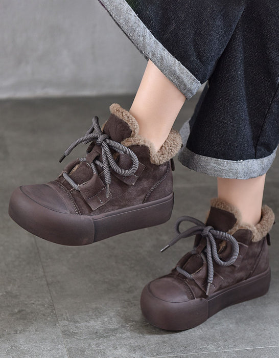 Winter Round Toe Comfortable Fur Lining Sneakers Boots
