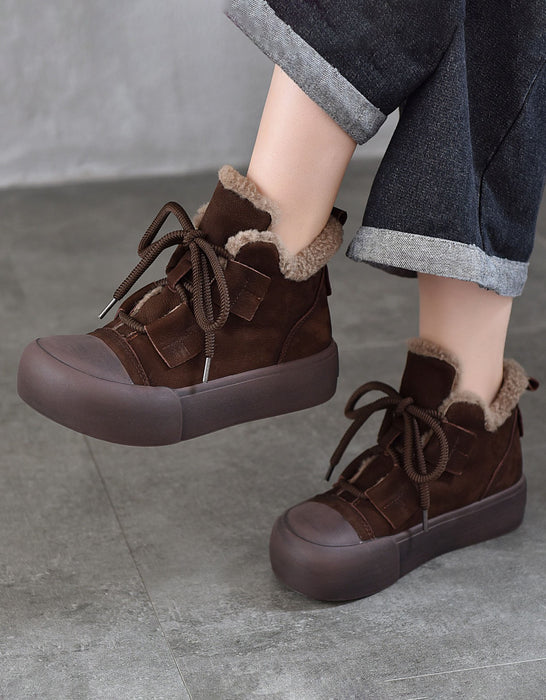 Winter Round Toe Comfortable Fur Lining Sneakers Boots