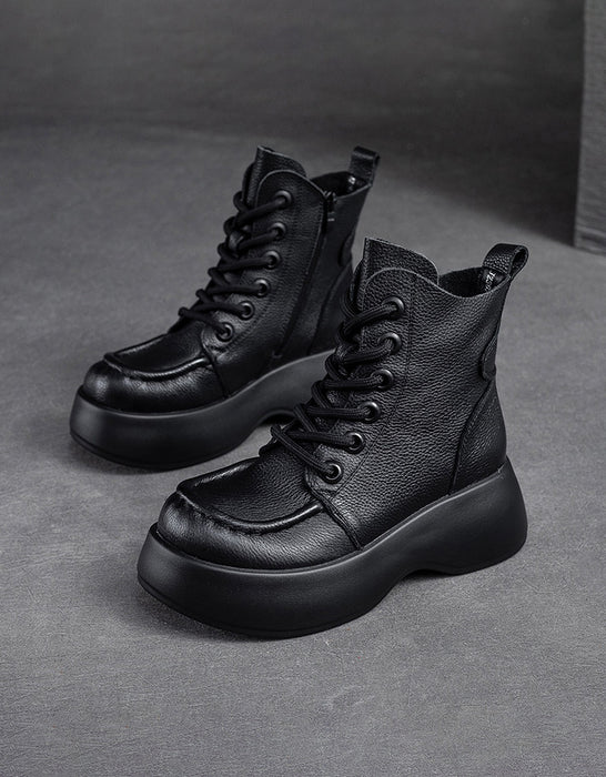 Winter Round Toe Comfortable Lace Up Platform Boots