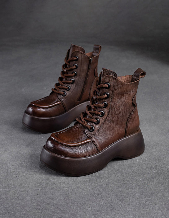 Winter Round Toe Comfortable Lace Up Platform Boots