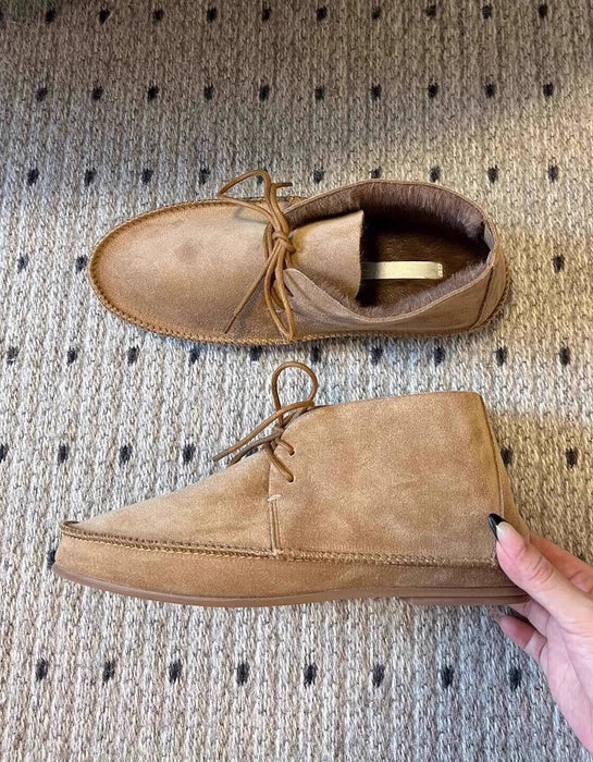 Winter Suede Flat Ankle Boots with Fur