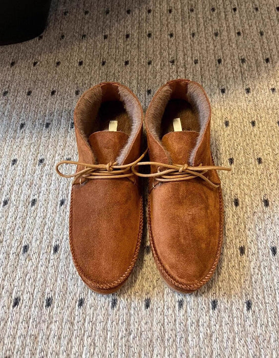 Winter Suede Flat Ankle Boots with Fur