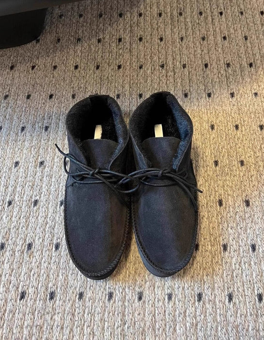 Winter Suede Flat Ankle Boots with Fur